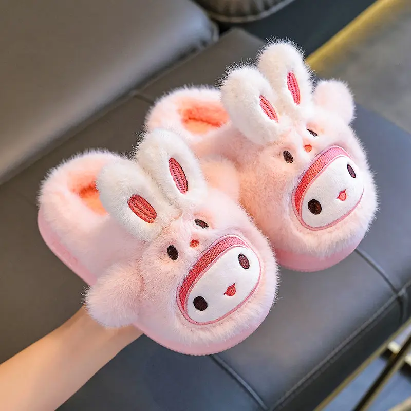 

Детские хлопковые тапочки Melody Sanrio, осенне-зимние новые домашние тапочки с героями мультфильмов для девочек, детские бархатные теплые тапочки