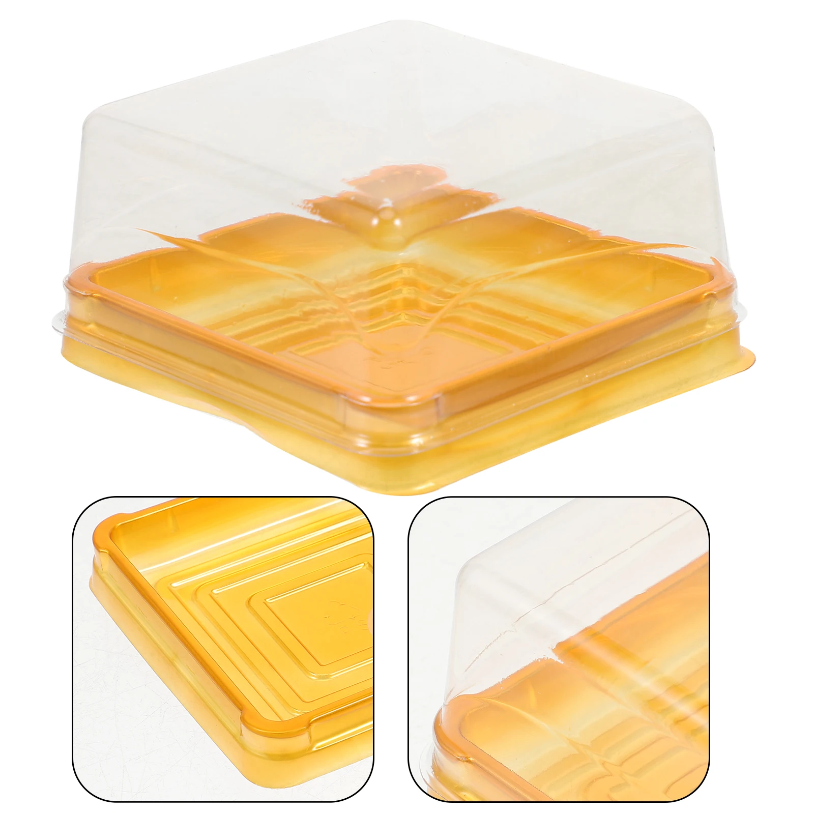 

Blister Egg Yolk Crisp Box Food Container with Lid Moon Cake Portable Gold Color Packing Square Boxes