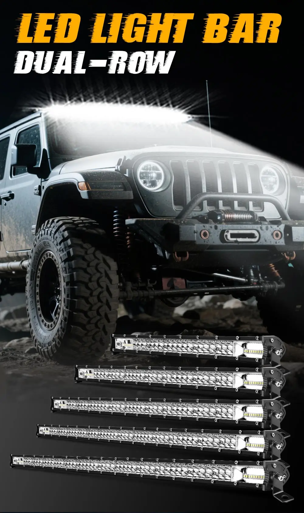 UNISHINE Slim 12D Led Light Bar 20-52inch Spot Flood Combo Beams LED Driving Light For SUV 4X4 Off Road LED Work Lamp 12V 24V