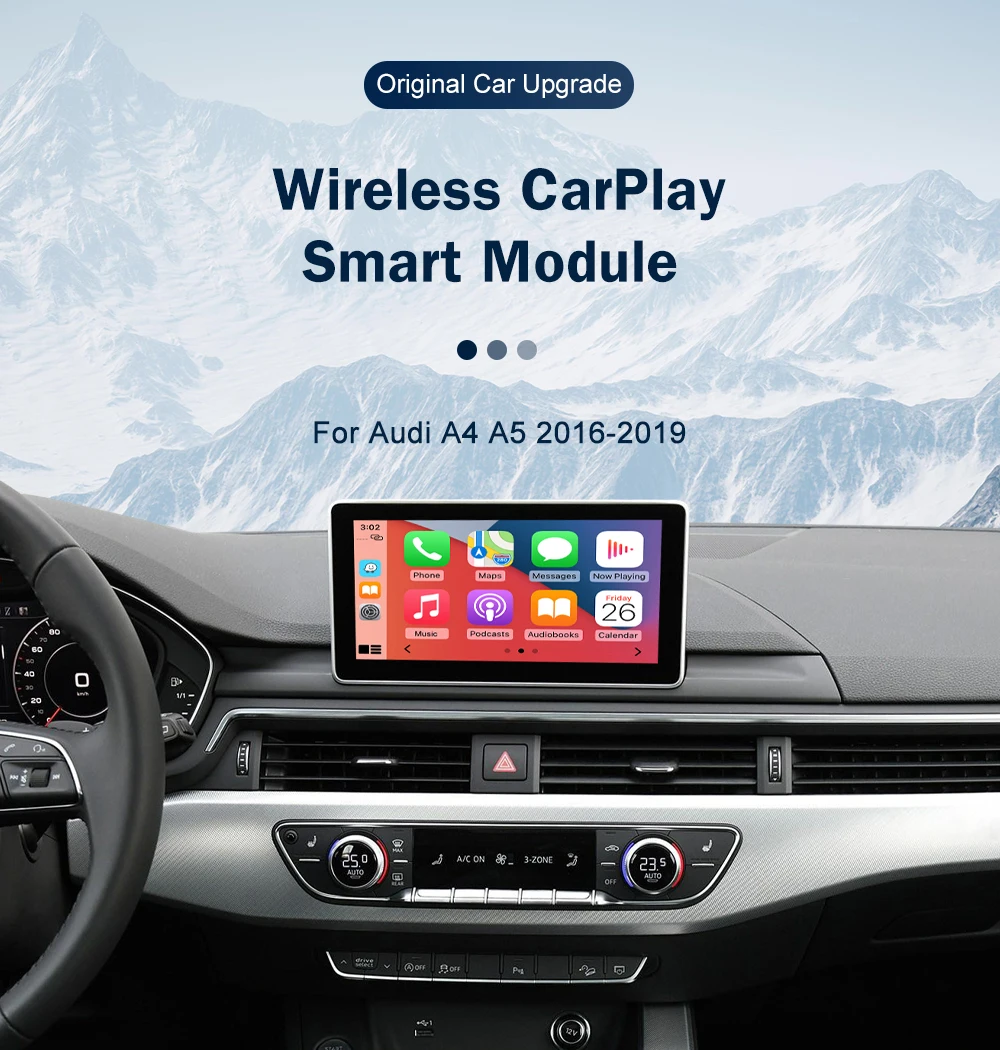Road Top Wireless CarPlay for Audi A4 B9 A5 Q5 Q7 2016-2019, with Android Auto Interface AirPlay Mirror Link Car Play Functions