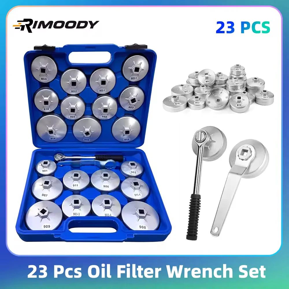Rimoody 23 Pezzi Set di Chiavi per Filtro Olio 1/2 Drive Strumento di Rimozione del Filtro Olio Tappo del Filtro Olio Set di Chiavi per Toyota Mercedes-Benz BMW