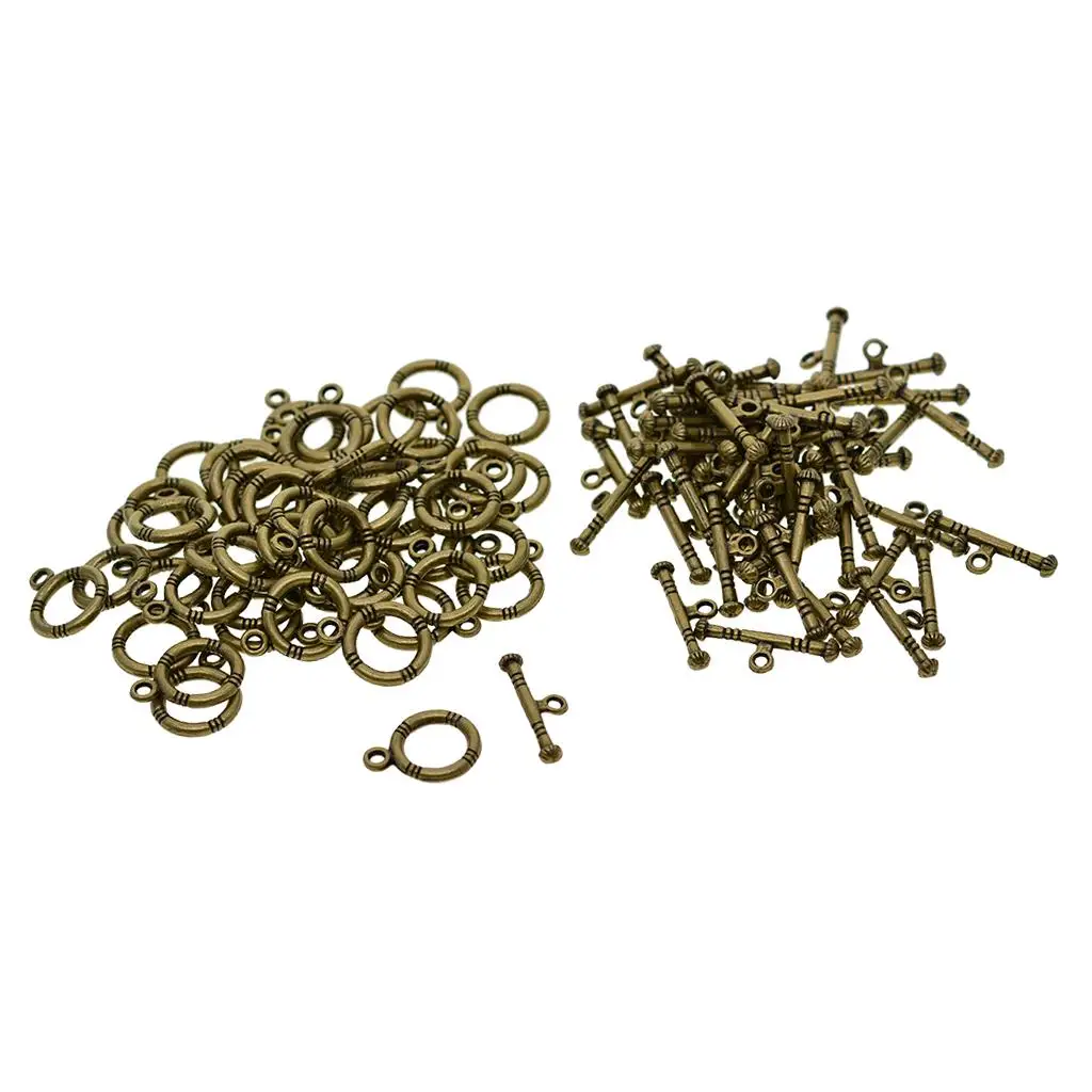 Artesanato Toggle Fecho para Fazer Jóias, Bronze Closure, Metal, Bulk, 50Pcs