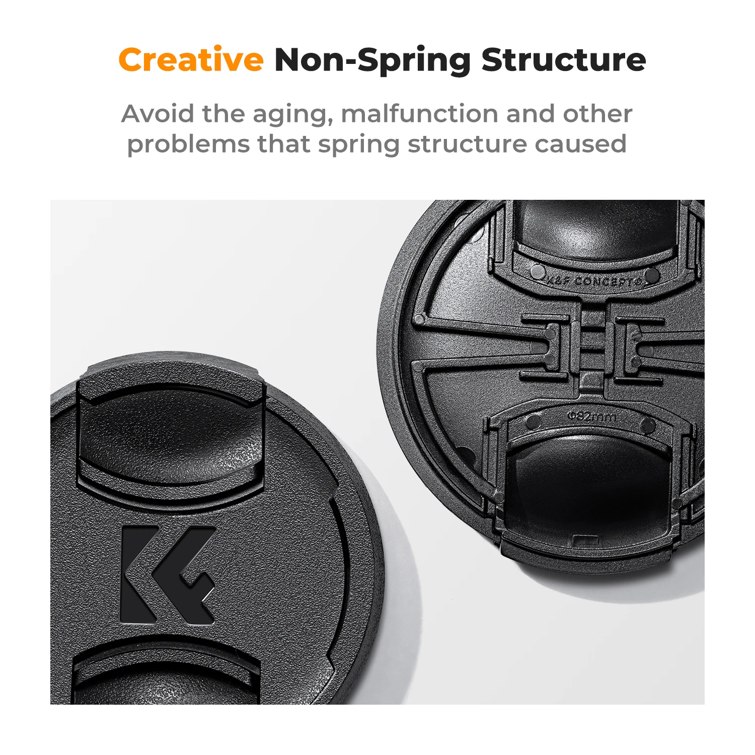 K&F Concept Snap-On Lens Cap 4 in 1 Center Pinch Design with Anti-Loss Leash for Nikon Canon Sony Fuji Camera Lens Protection