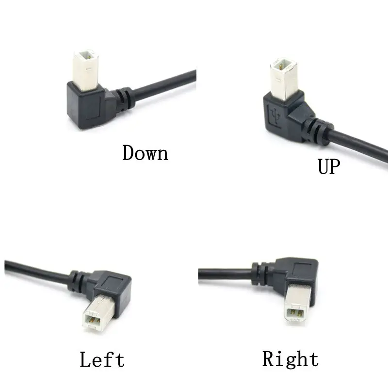 USB 2.0 A Male To USB B Nam Loại B BM Lên & Xuống & Trái & Phải Góc Máy In máy Quét 90 Độ Cáp BM Góc Cạnh 0.3M-1.5M