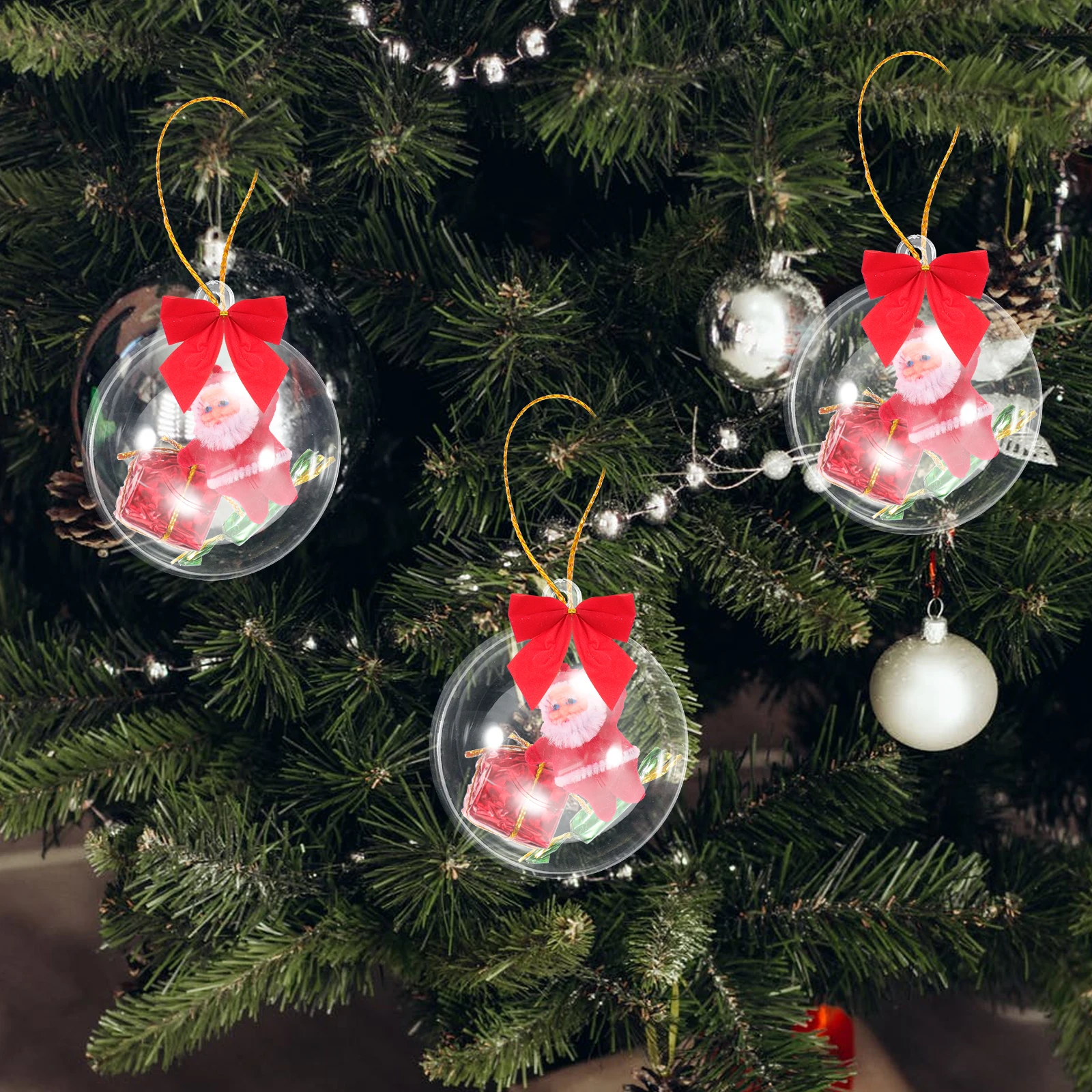 

1 set Christmas Tree Hanging Balls Clear Acrylic Decorative Ornaments Durable Party Props Holiday Home Decoration Xmas Tree
