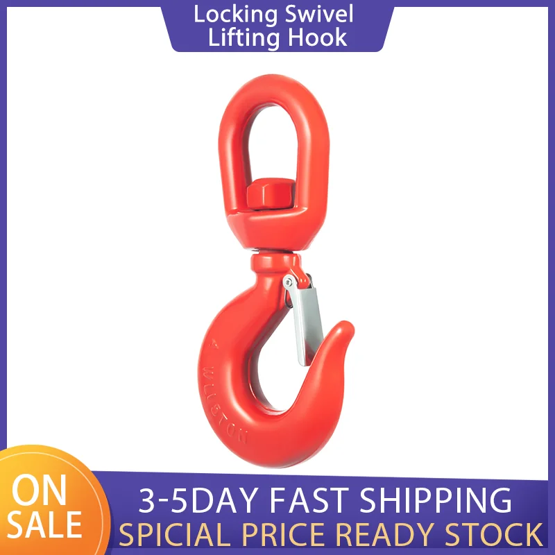 

Locking Swivel Hook and Sheep Horn Rigging Hook Heavy Duty with Safety Latch Alloy Steel for Cargo Lifting Rigging