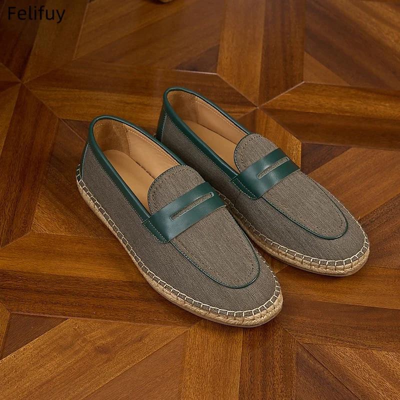 Men's Genuine Leather Beach Shoes Spring Summer New Style Flat Bottom Fisherman Shoes Breathable Slip-On Male Flats Comfort Foot