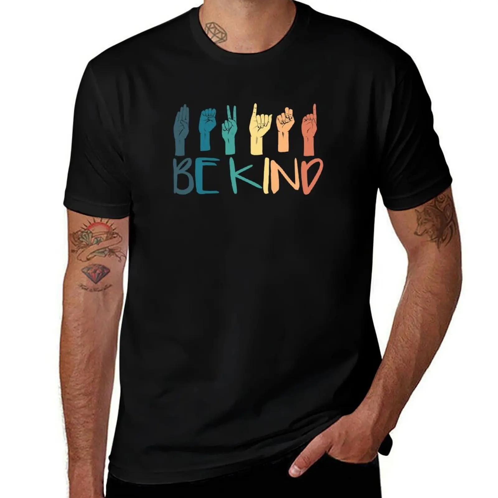 T-shirt "Soyez gentil" pour professeurs de langage des signes, interprètes rétro, ASL, t-shirt de travail à manches courtes.
