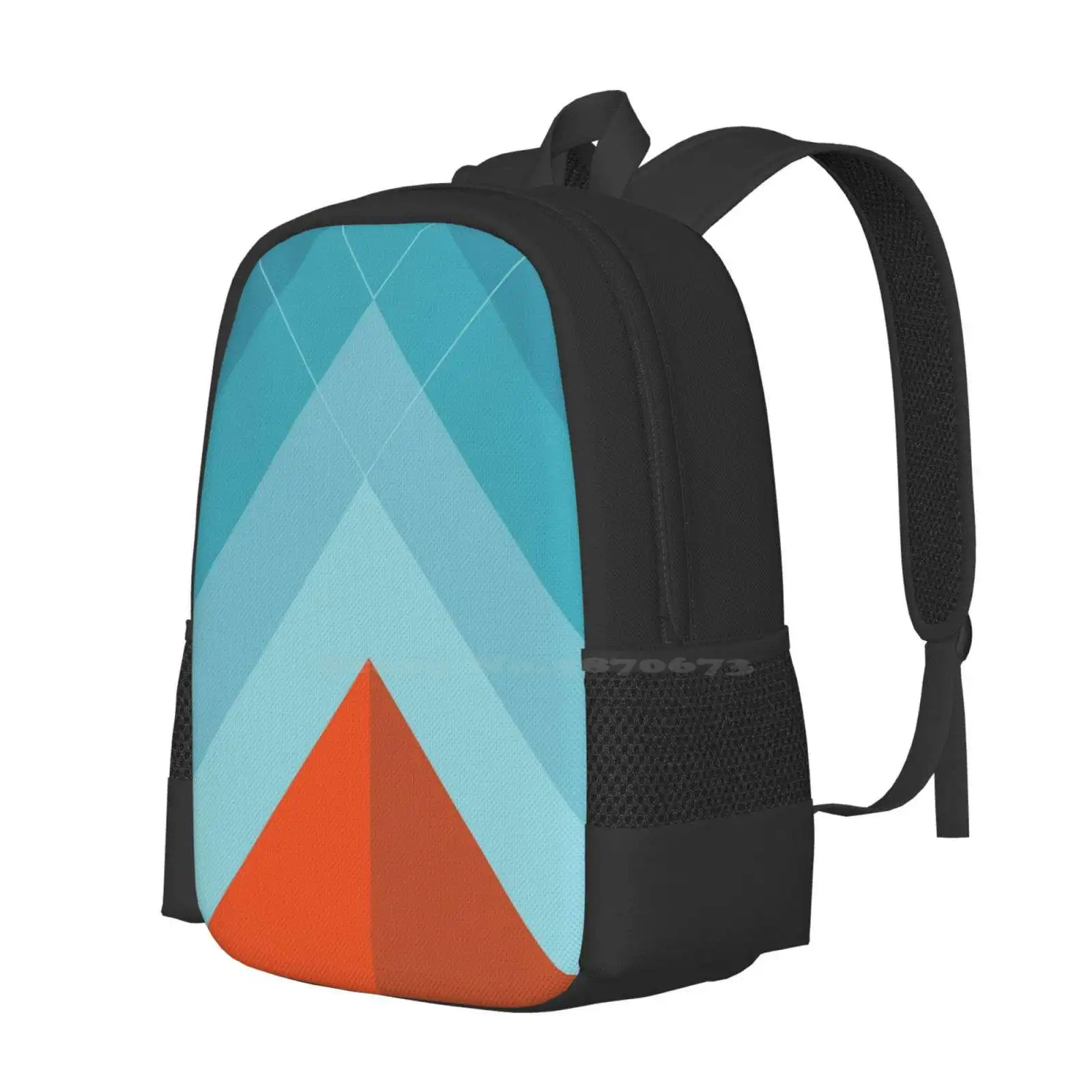 Temple New Arrivals Unisex Bags Student Bag Backpack Geometric Pyramid Sky Orange Blue Gradient Triangles Modern Minimal Simple