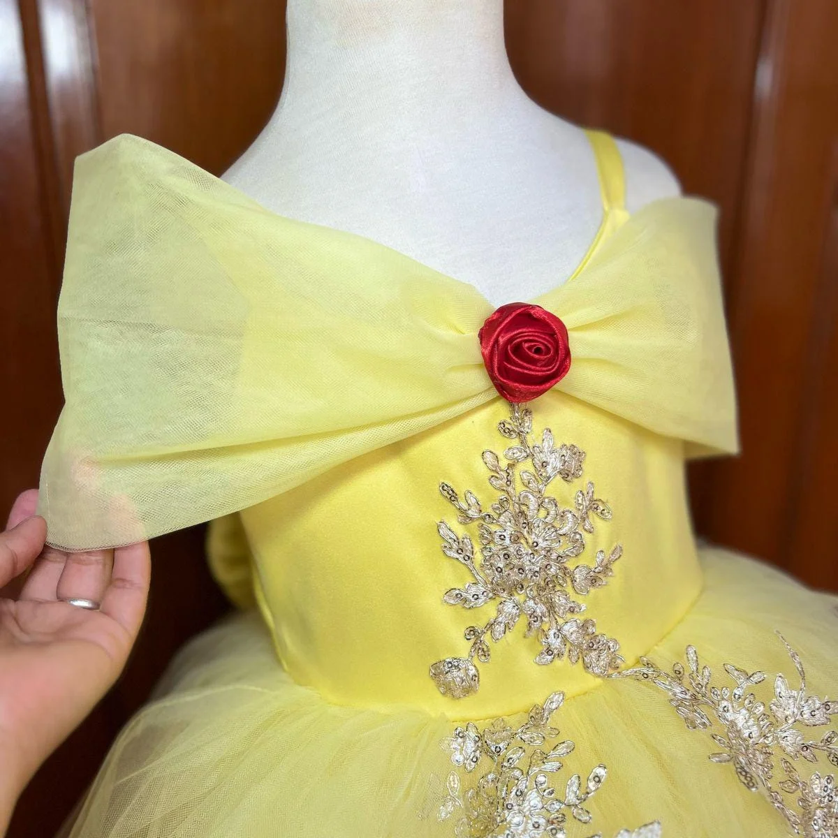 Customized Yellow Flower Girl Dress for Wedding Appliques Bow High Waist Floor Length Elegant Kids Birthday First Communion Gown