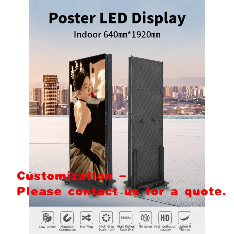 custom.Indoor P1.86 High-definition billboard folding poster with a mirrored LED Display Screen WIFI Mobile digital signa