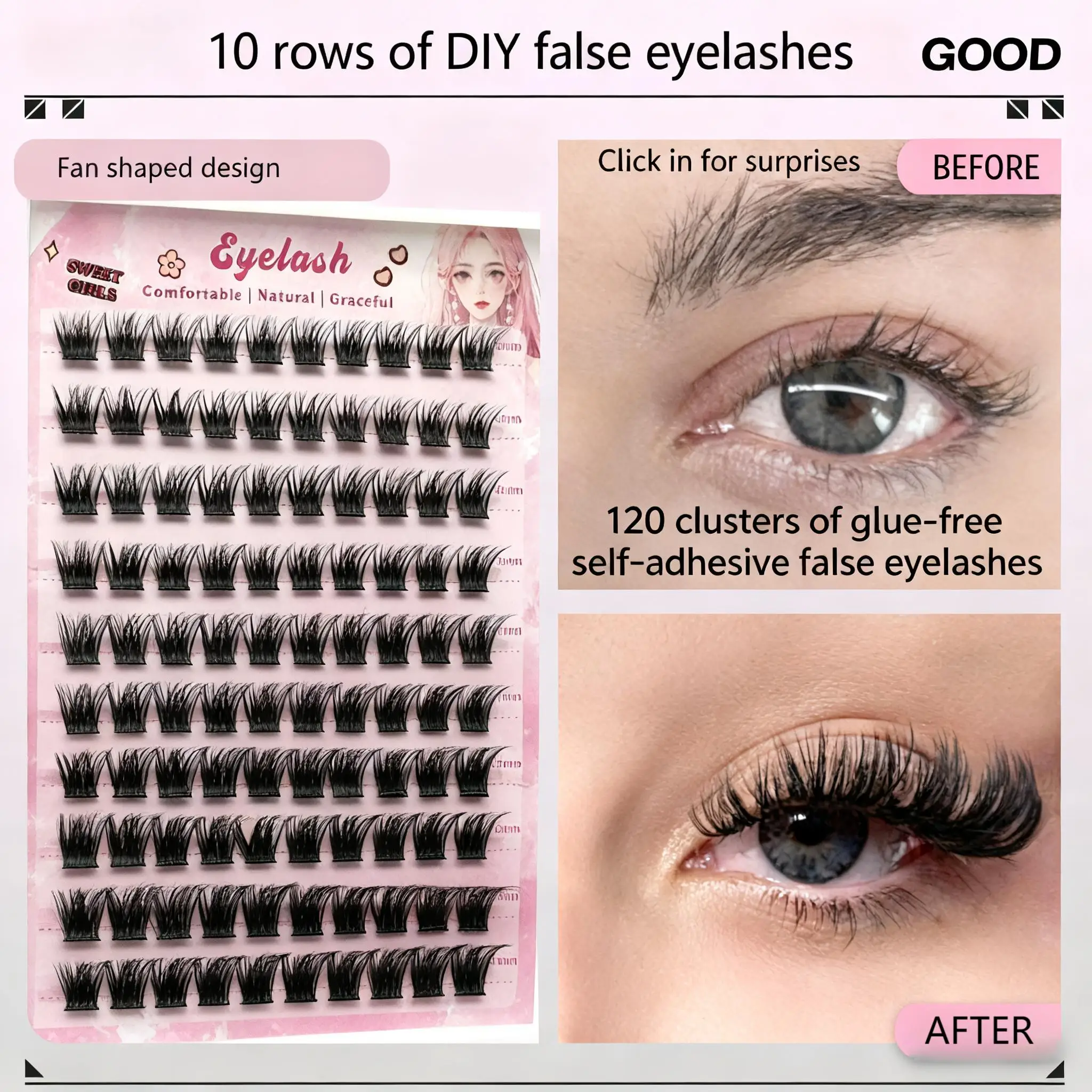 DIY Cluster Lashes | Self-Adhesive Lash Clusters, Glue-Free, Easily Create a Full & Natural Look for Everyday Wear.