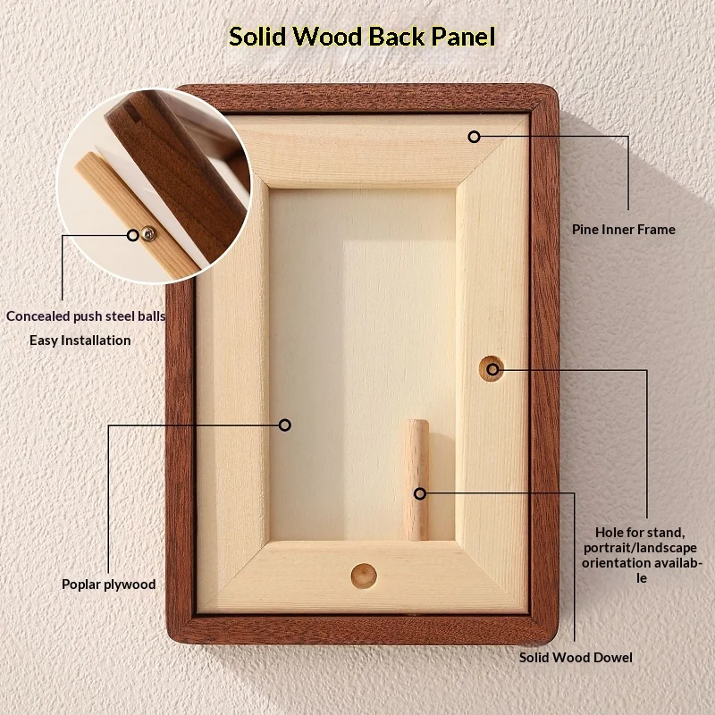 Premium Solid Wood Picture Frame 6 8 A4-Inch Desktop Display, Handcrafted Rounded Corners, Walnut Empty Photo Frame Home Decor