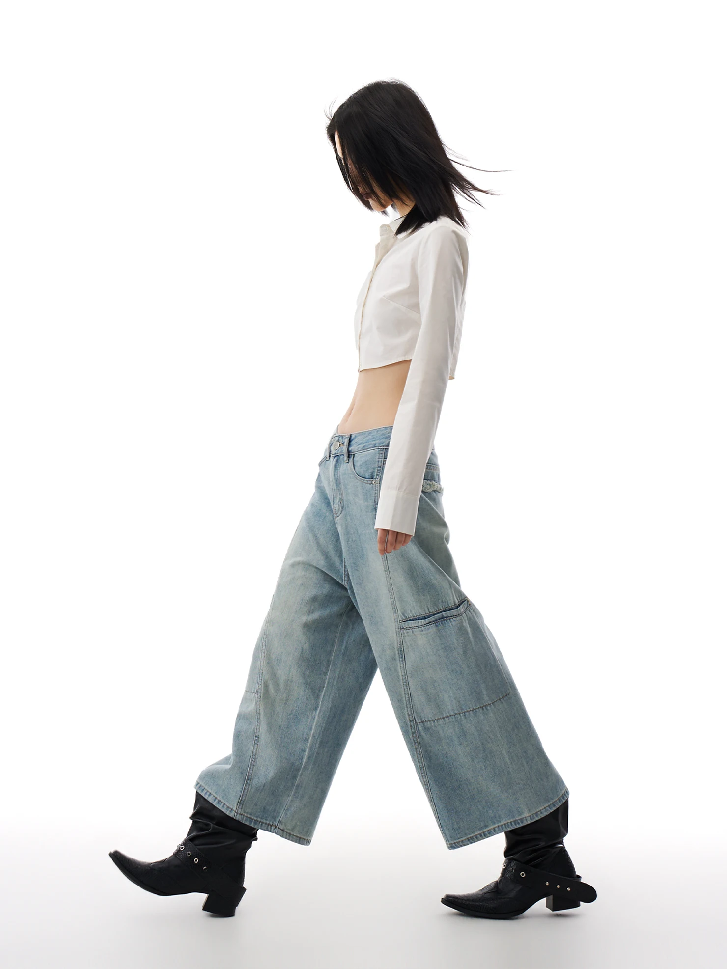 

Женские повседневные джинсы с высокой талией и широкими штанинами, весна 2026, новый стиль, свободные прямые брюки в рабочем стиле, летние новинки