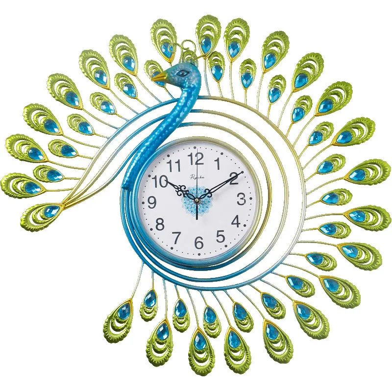 

European peacock clock living room creative home decoration wall clock art mute