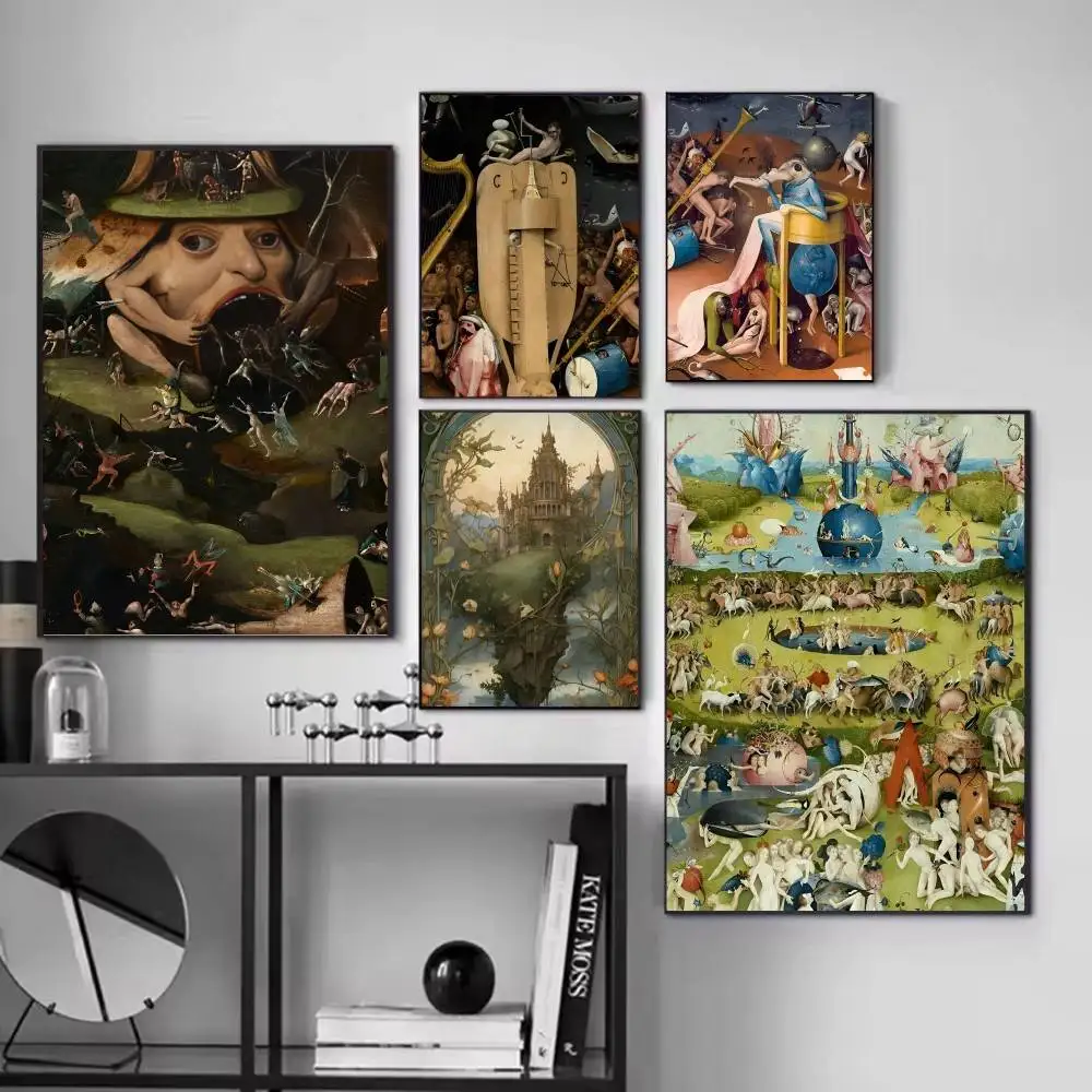 H-Hieronymus B-Bosch Art  Posters Fancy Wall Sticker for Living Room Bar Decoration Wall Decor