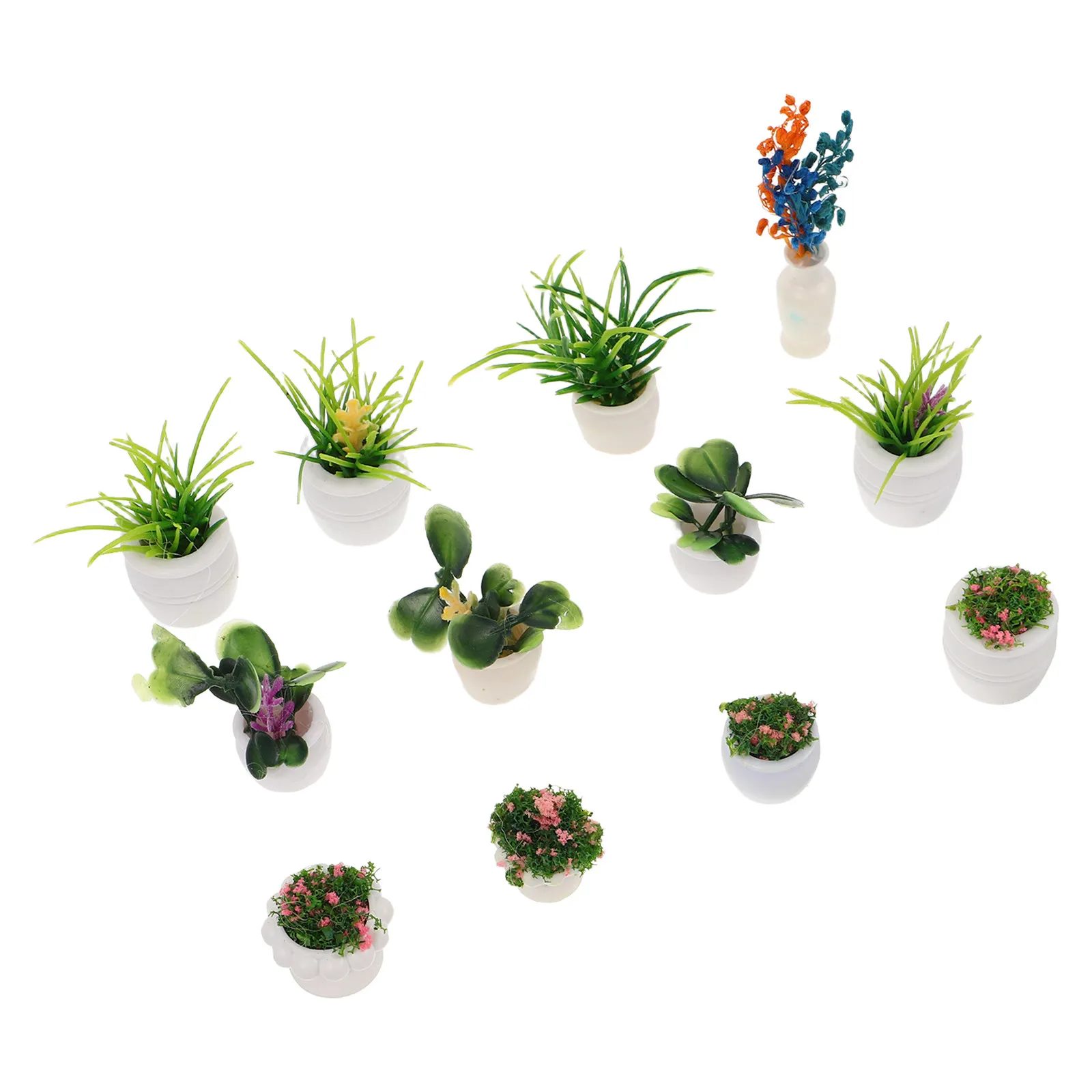 

Набор из 12 миниатюрных цветочных горшков для кукольного домика, миниатюрные искусственные растения в горшках для декора, реквизит для ландшафтного дизайна внутри и снаружи помещений