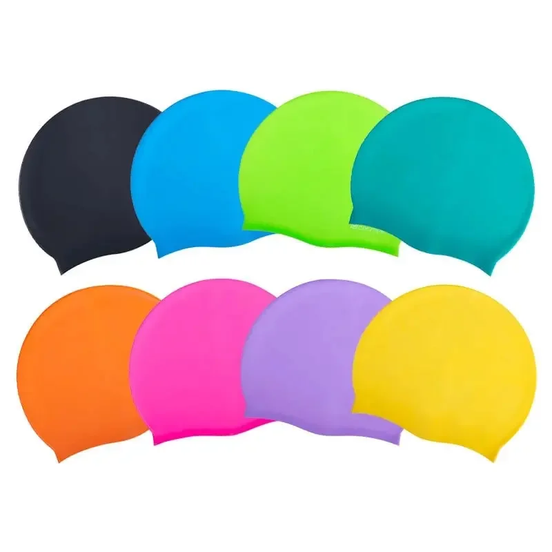 

Swimming Cap Silicone Waterproof Swimming Flat Ear Protection Cap Solid Colour Plain Men's and Women's Swimming Child