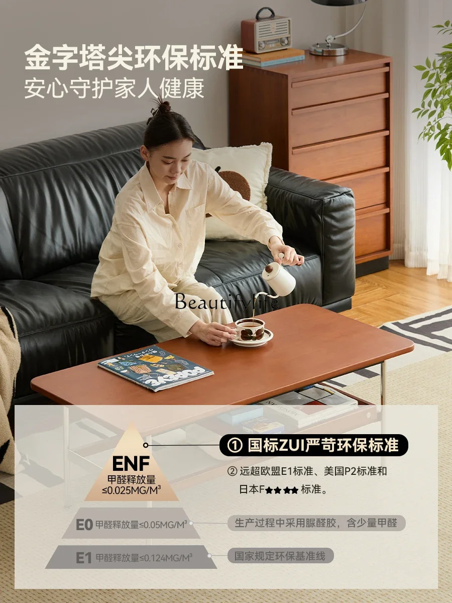 yj21 Solid Wood Small Apartment Living Room Style Simple Mid-Century Small Table Sofa Coffee Table