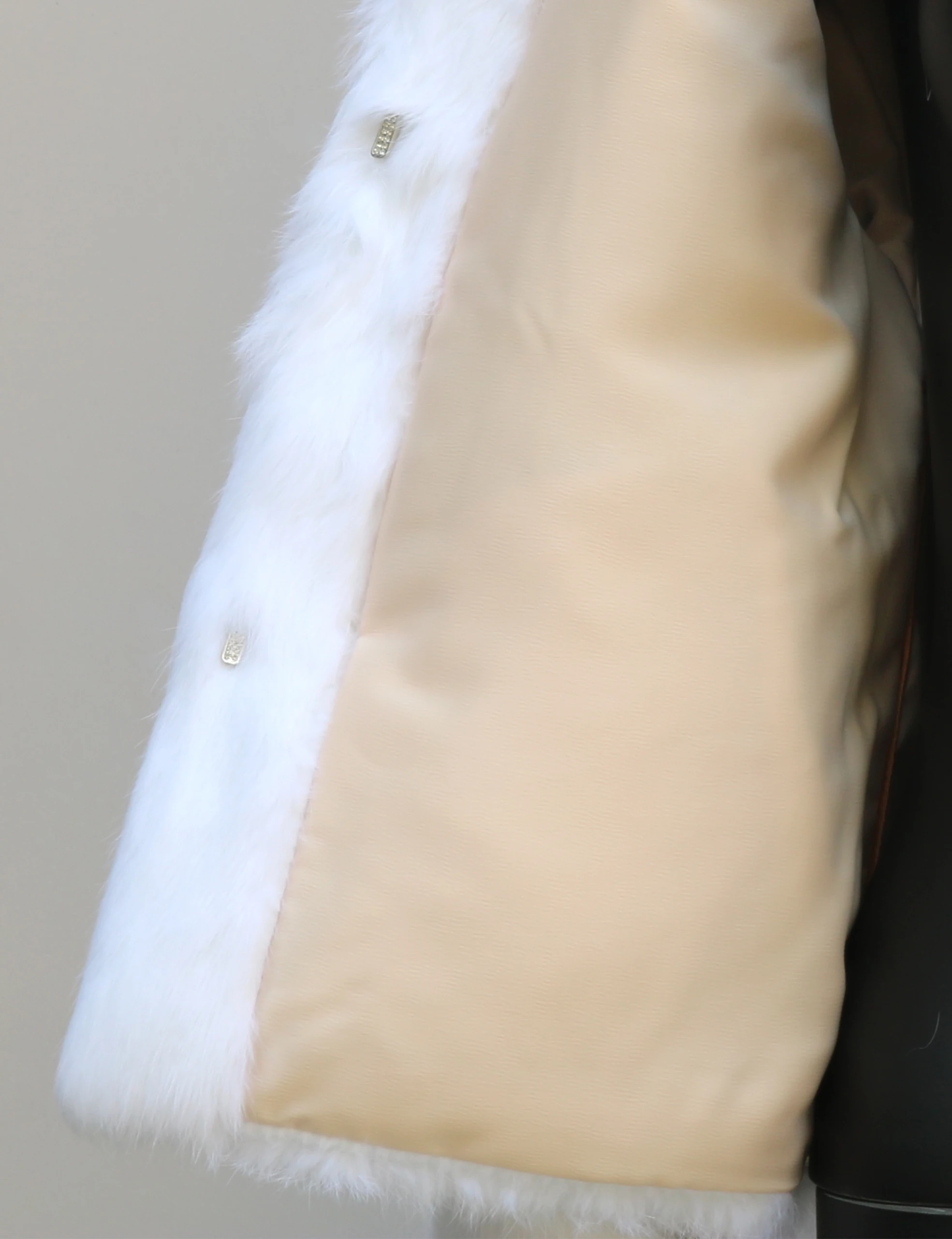 Autumn Winter Women's Real Genuine Rabbit Fur Coat Full Pelt White Rabbit Fur Jacket Long Sleeve Mandarin Collar Outerwear