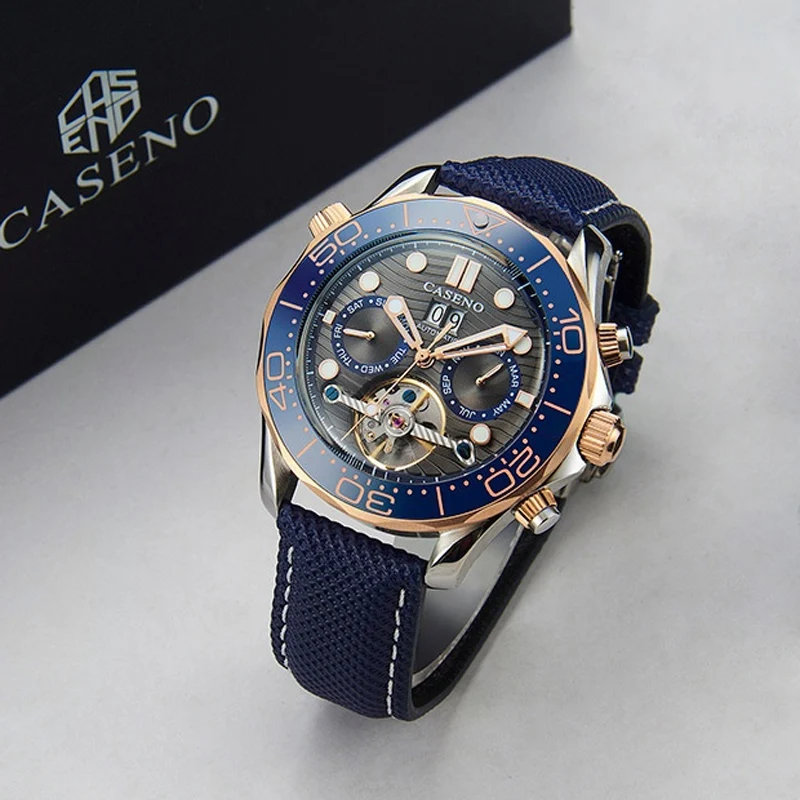 ساعة ميكانيكية للرجال حزام جلدي أنيق ساعة أوتوماتيكية من أفضل العلامات التجارية الفاخرة ساعة رجالية مقاومة للماء تقويم أسبوعي ساعة رجالية