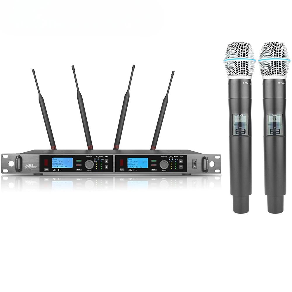 

Professional Wireless Microphone UHF Two Channels ULXD24D Receiver With BETA 87A Handheld Microphone Condenser Microphone