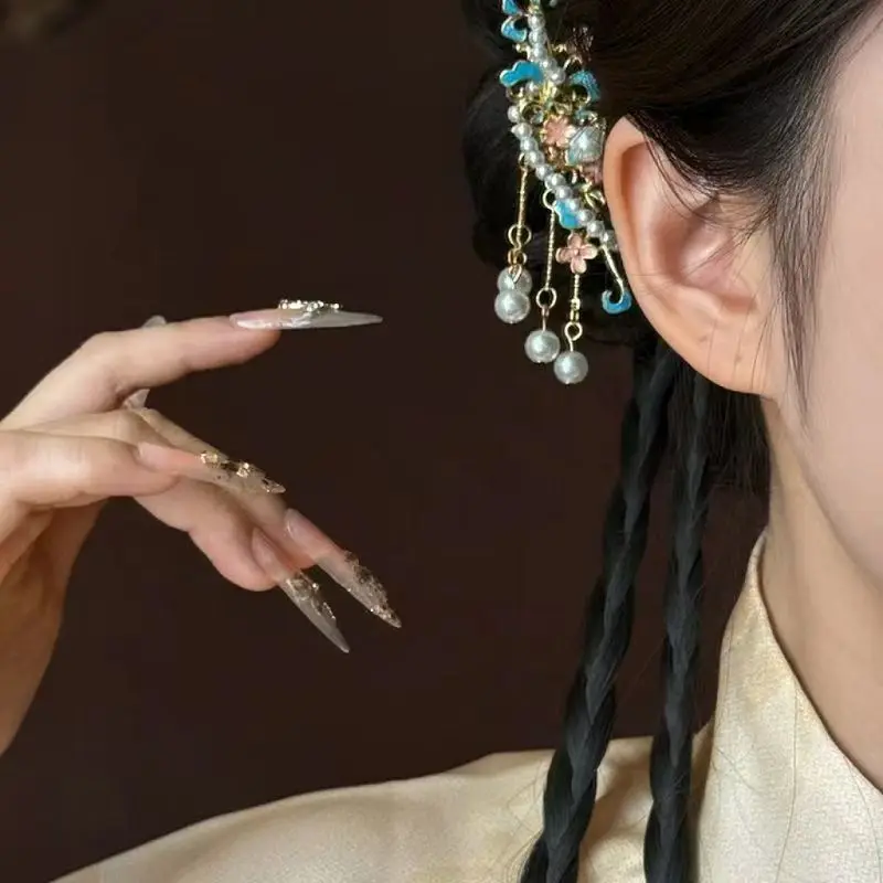 Sisir Rambut Gaya Cina dengan Mutiara dan Rumbai, Jepit Rambut Updo, Jepit Rambut Samping, Jepit Rambut Belakang, Jepit Rambut Hanfu, Aksesori Rambut