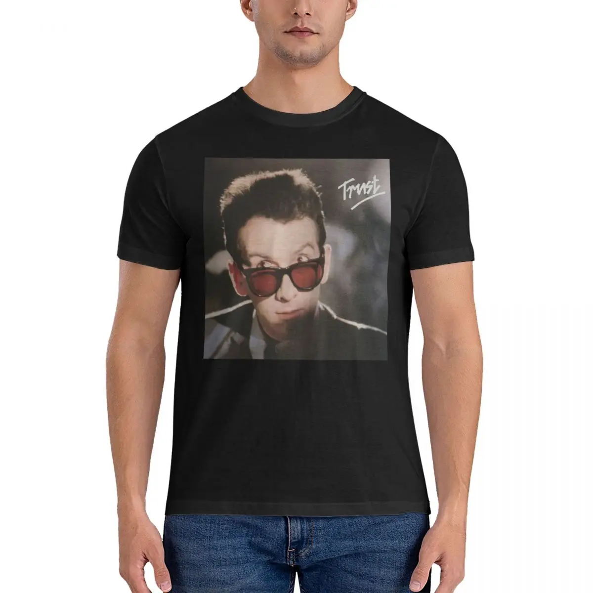 Trust T Shirt Men's 100% Cotton Novelty T-Shirt O Neck E-Elvis Costello Tees Short Sleeve Clothing Gift Idea