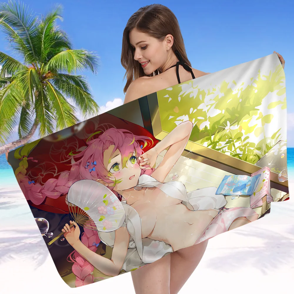 Anime D-Demon S-Slayer Mitsuri-Kanroji Beach Towels Quick Dry Towel Sand Beach Towels Pool Towel for Travel Swim Pool Yoga