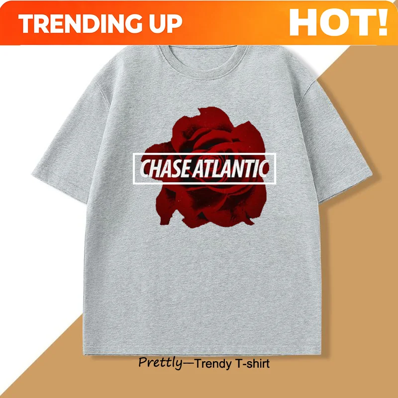 Chase Atlantic Flower T Shirt Cotton Short Sleeve T-shirt for Men Women Tee Clothes Loose Casual Streetwear Oversized Top