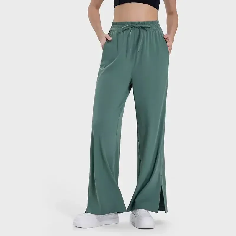 

Lemon Women Sports Yoga Pants With Open Hem Pockets Fashion Wide-leg Trousers GYM Workout Fitness Quick Dry Running Leggings
