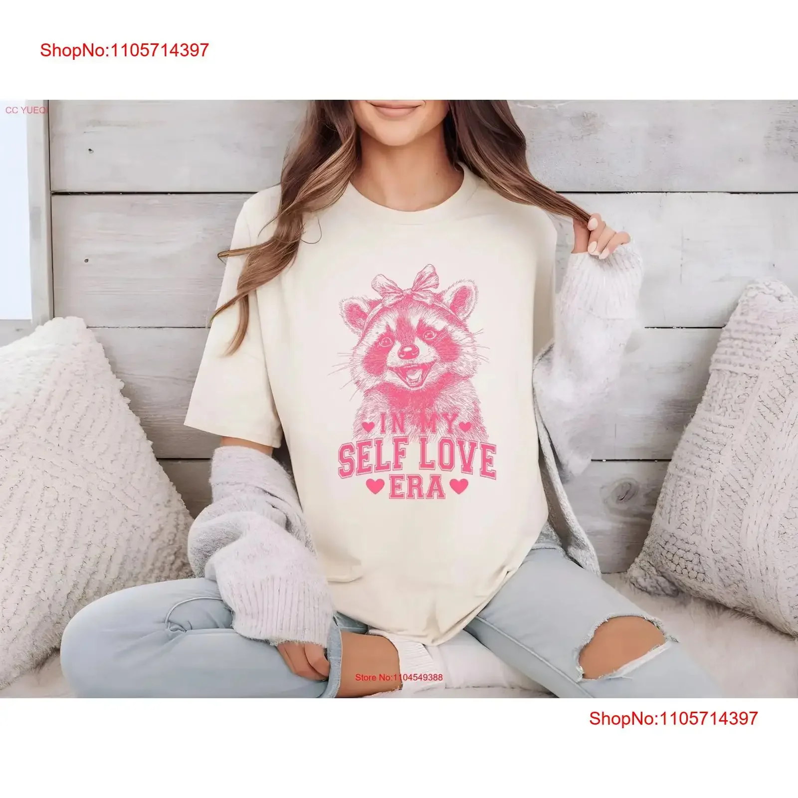 Racoon Valentines T Shirt Day Anti Cute Raccoon Valentine Girls Self Love vintage Washed graphic Stylish streetwear fashion