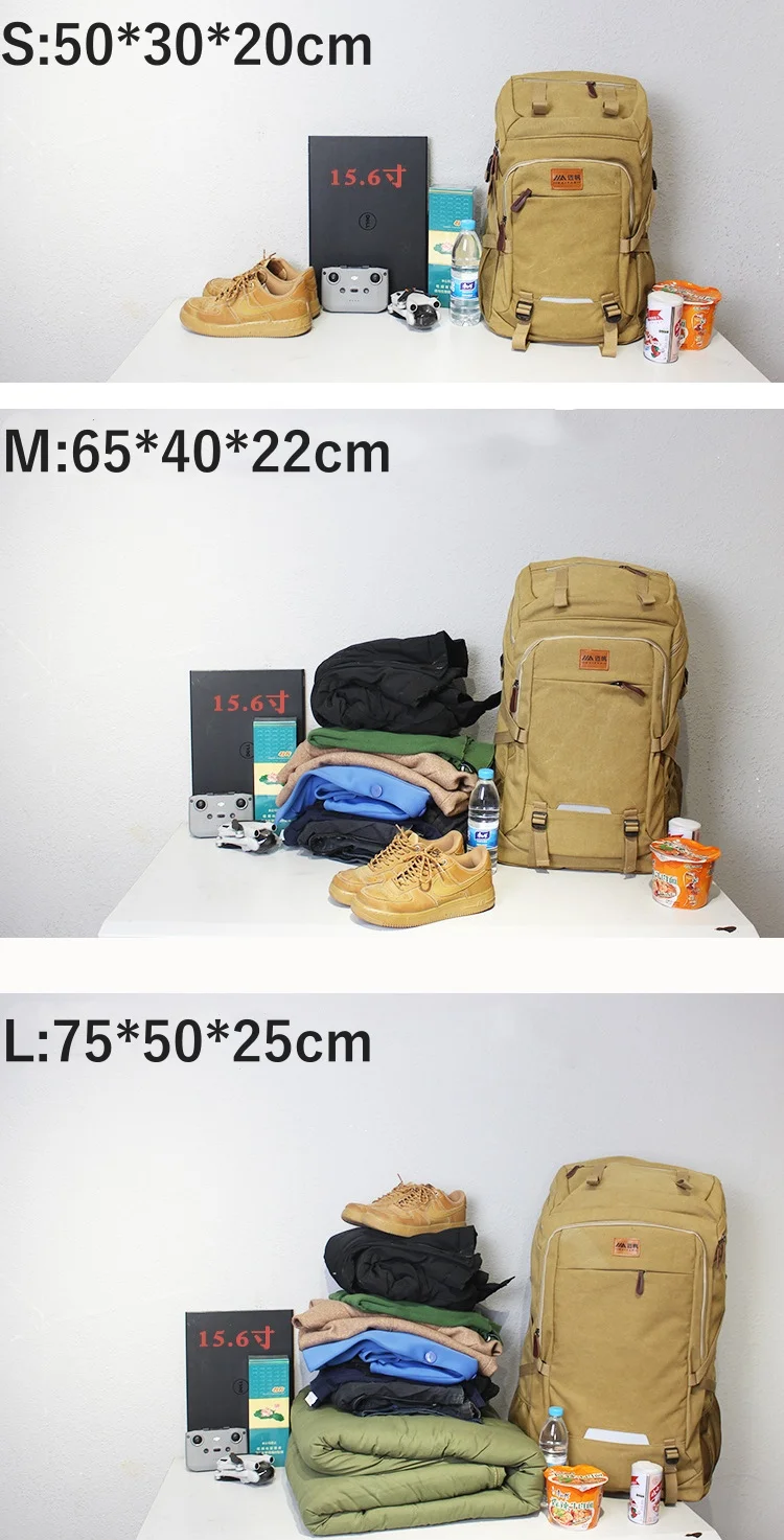 Casual Sports Travel Bag Large Capacity Wear-resisting Canvas Rucksack Outdoor Hiking Camping Backpack Business Trip Luggage Bag