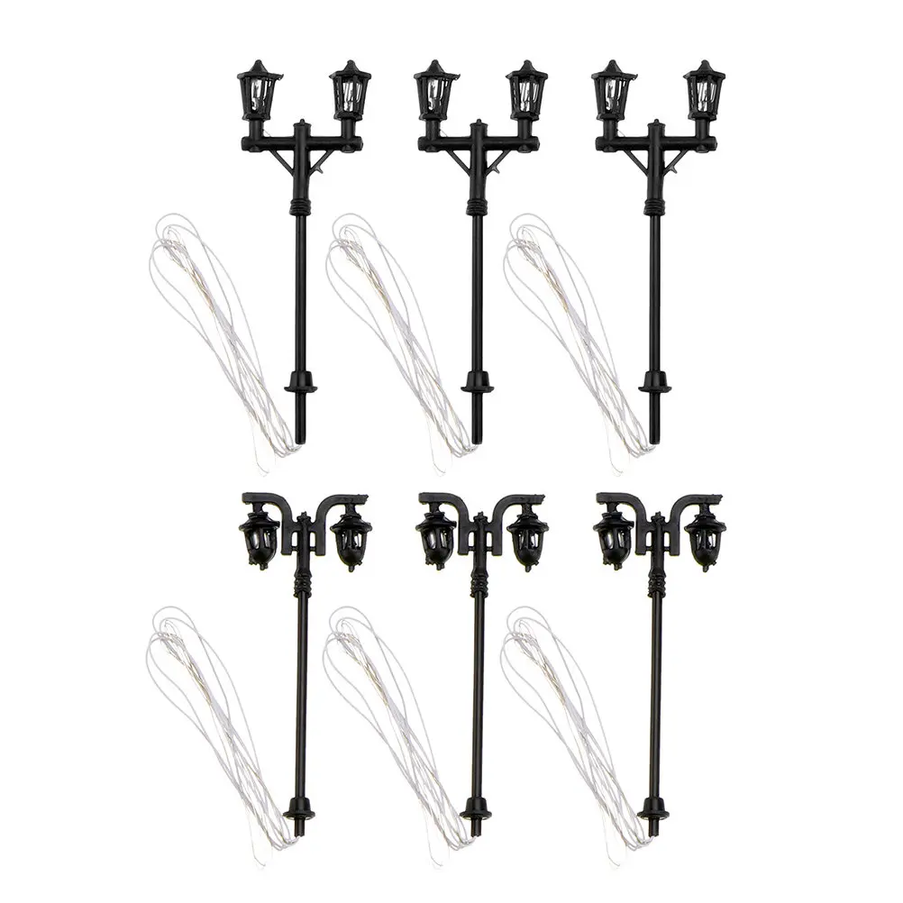 6Pcs Ultra Lightweight Premium Plastic Mini Street Light Adornment Realistic Miniature Lamp Post for Micro House Scene