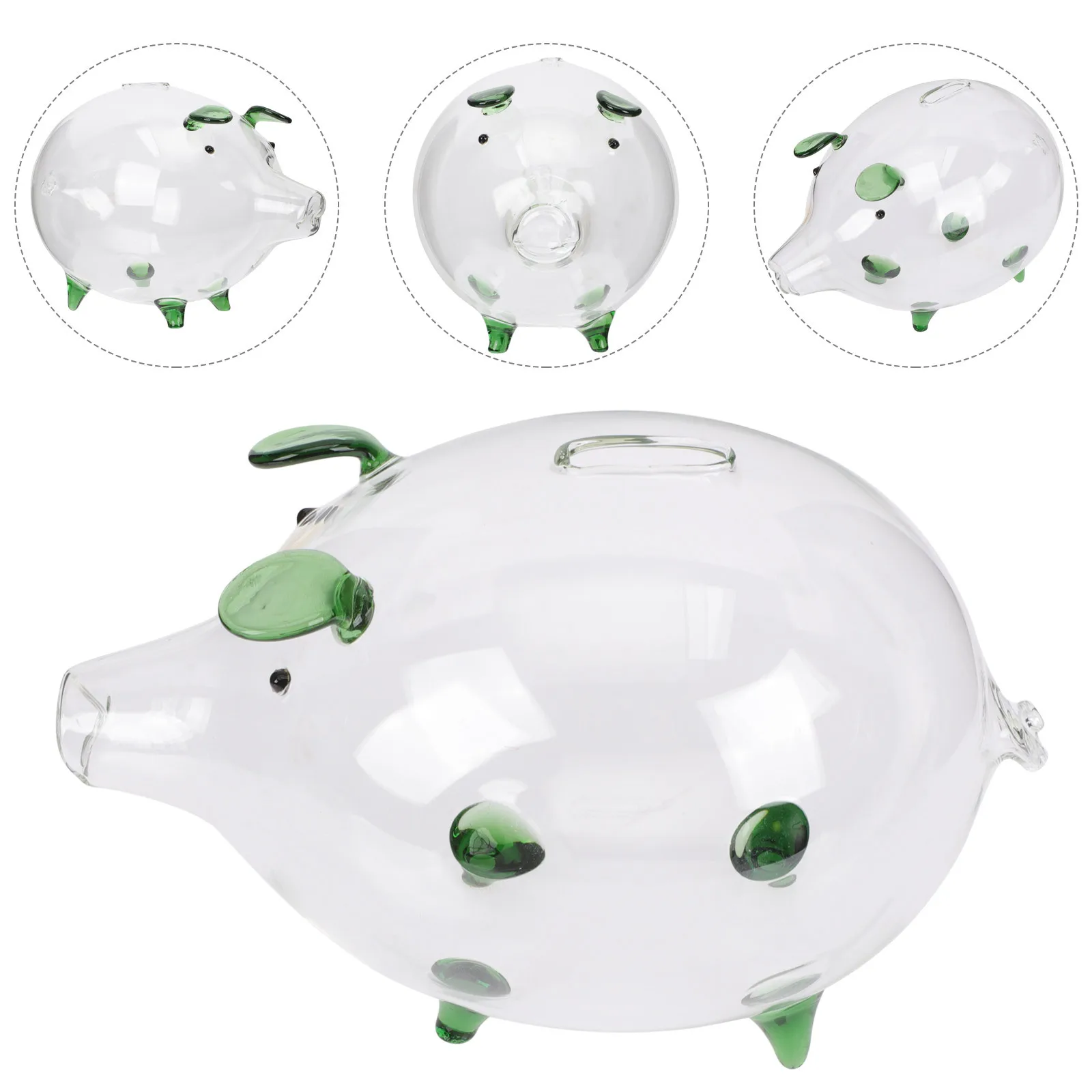 

Glass Piggy Bank Cute Pig Shaped Transparent Money Box for Birthday Christmas New Year Saving Habit Training Present