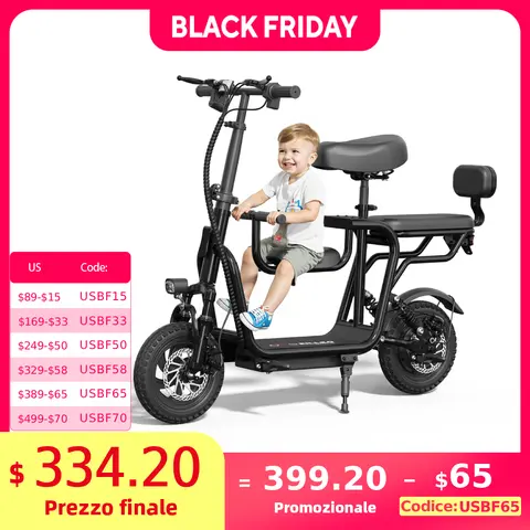 48V Electric Scooter with Seat for Adults Electric Scooter with 750W Peak Power Motor 18.75 MPH 20 Mile Range, Dual Disc Brakes