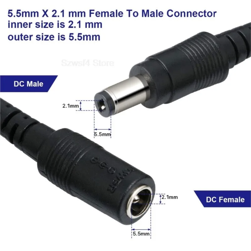 

DC Cable Extension Power Extend Cord 12V DC 5.5mmx2.1mm Connector Wire For LED Strip CCTV Camera E4