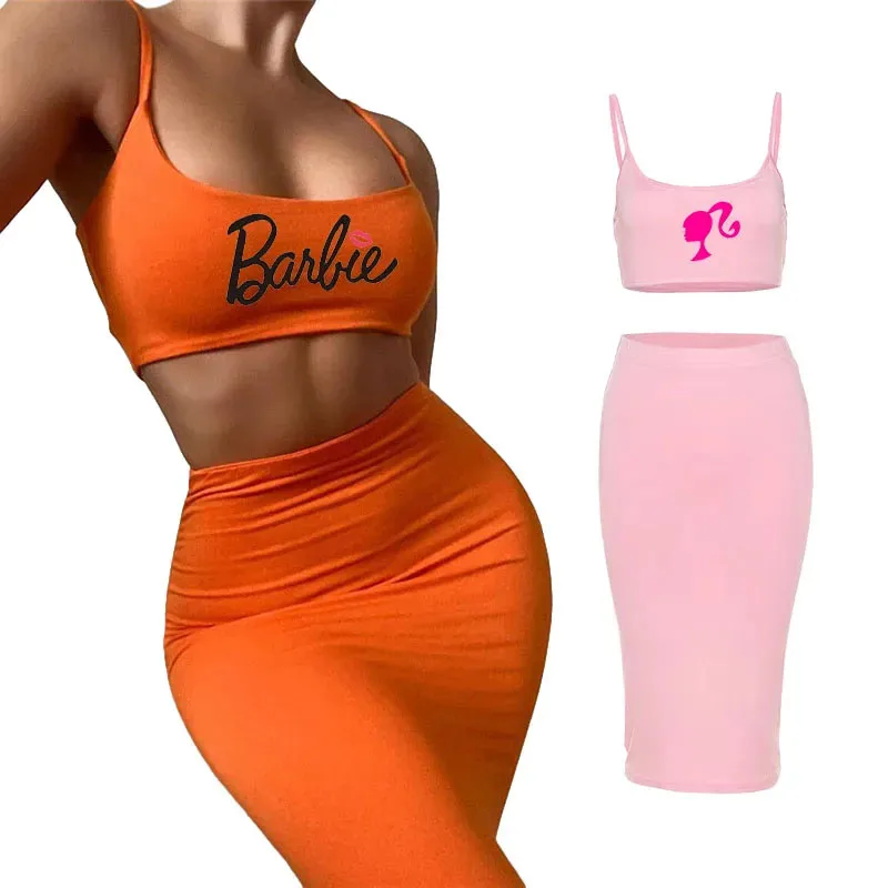 Tight Sexy Barbie Fashion Suspender Hip Skirt Girl Sweet Versatile European American Style Navel-Baring Dress Suit for Women