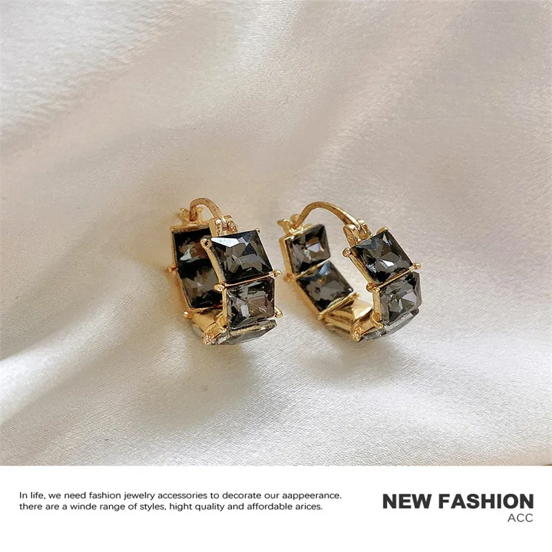 Vintage Square AAA Zircon Earrings 2024 Brand New Trendy Crystal Earrings Women's Light Luxury Personalized Earrings