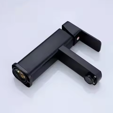 Basin Sink Bathroom Square Base Faucet Deck Mounted Hot Cold Water Basin Mixer Taps Matte Black Lavatory Sink Tap Crane