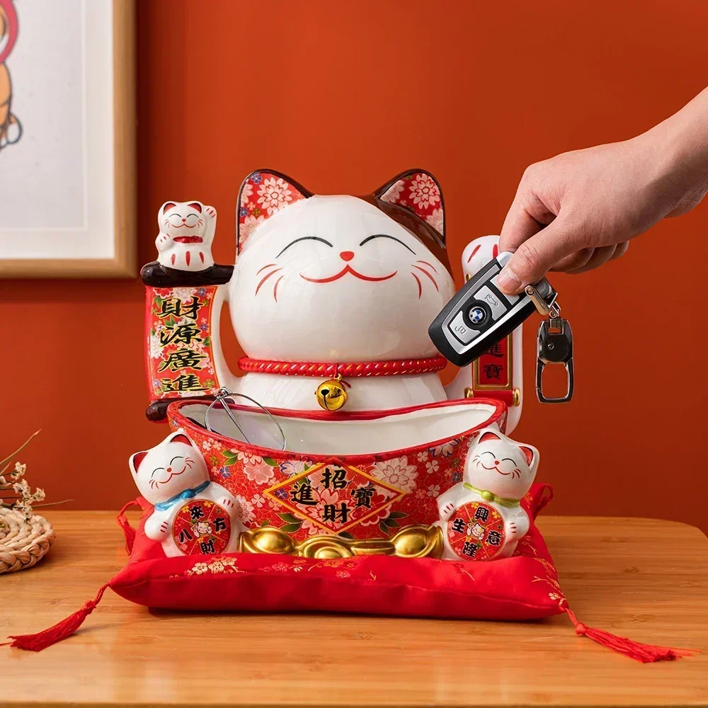 

Modern Home Decor Cute Lucky Cat Feng Shui Ornament Room Decoration Ceramic Figurine Kawaii Accessories Maneki Neko Storage Box