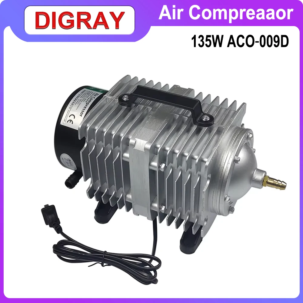 DIGRAY 135W Air Compressor Electrical Magnetic Air Pump 110V/220V ACO-009D, for CO2 Laser Engraving Cutting Machine