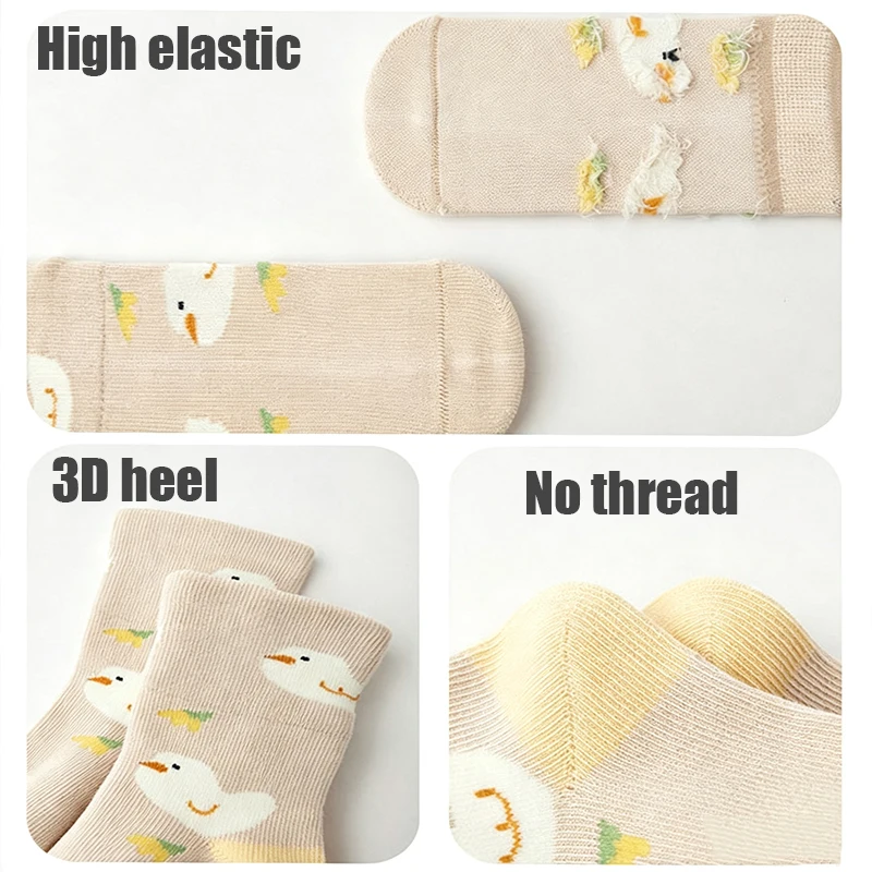 4 Pairs Newborn Baby Mid Calf Socks Cute Cartoon Newborn Socks Soft Toddler Socks For Boys Girls Casual Daily Wear