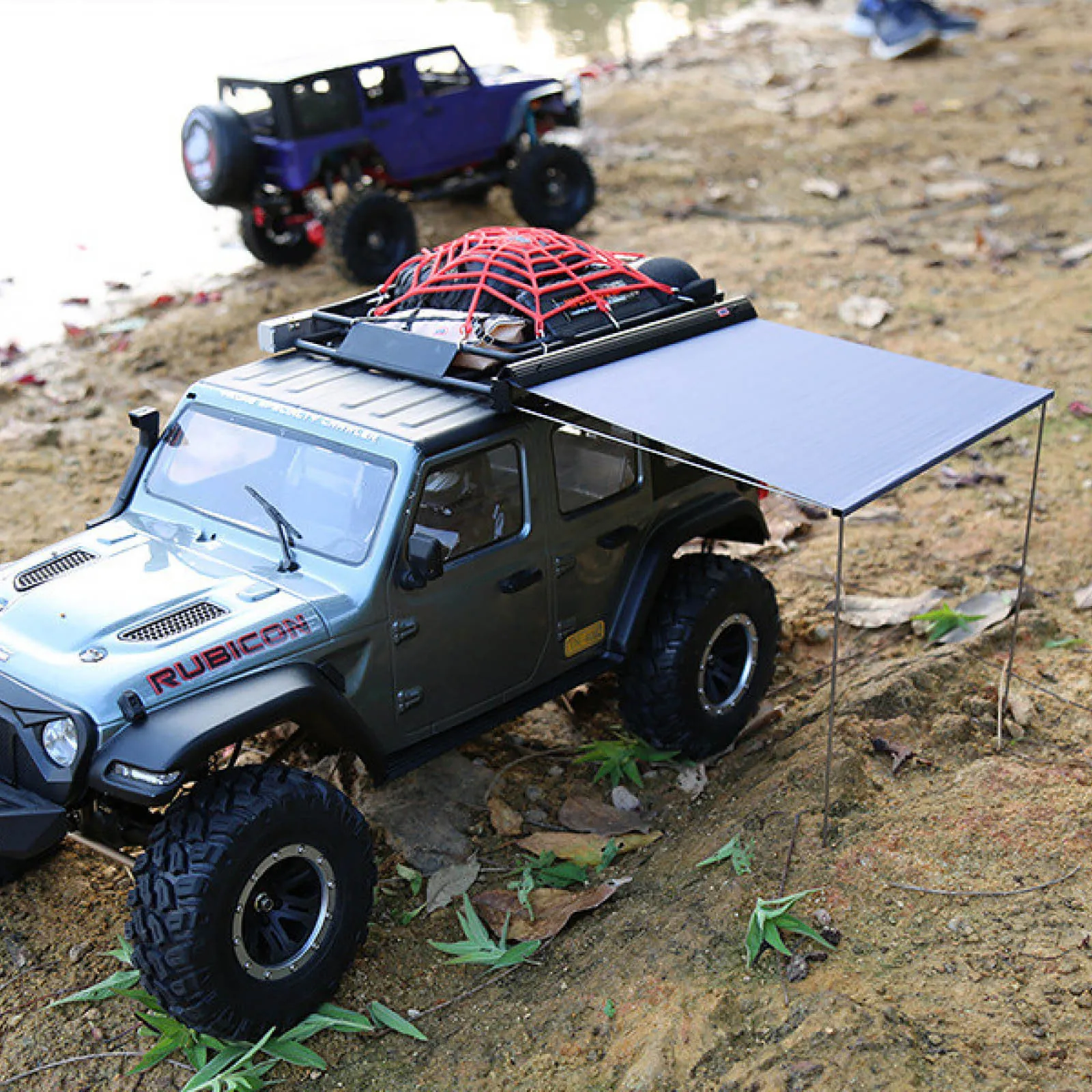 RC Crawler Car Side Awning Rooftop Tent Side Roof Top Tent Luggage Roof Rack For 1/10 1/8 RC Crawler Car for SCX10 TRX4 D90 RC