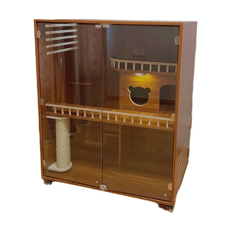 

Luxury light luxury cat villa, large space cabinet, toilet integrated nest, sisal, jumping platform cage