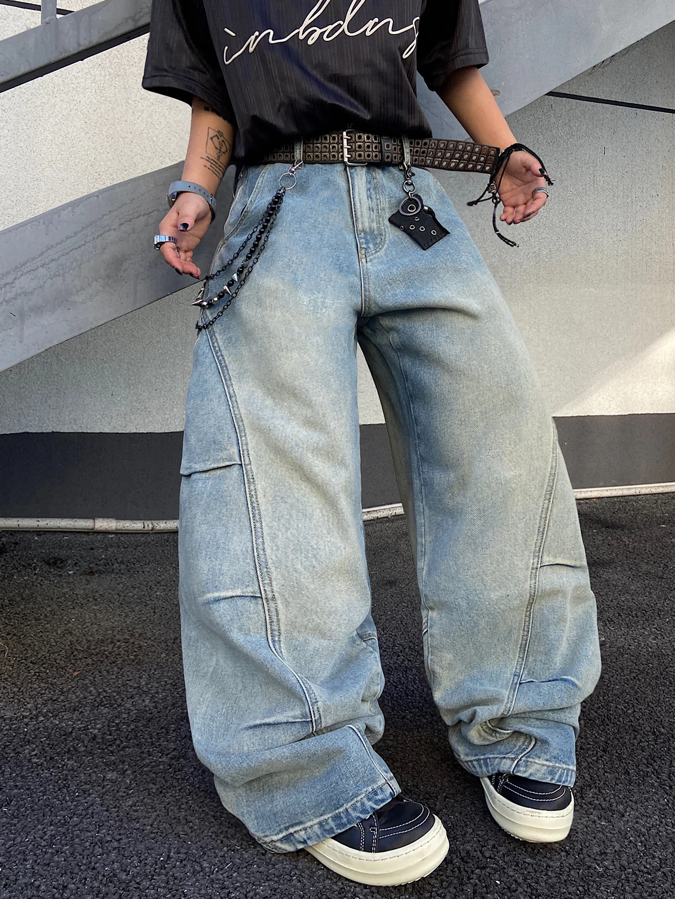 Men's Jeans Versatile Loose-Fitting Wide Pants,Minimalist Style Distressed Retro Men's Casual Trousers,Suitable For All Seasons
