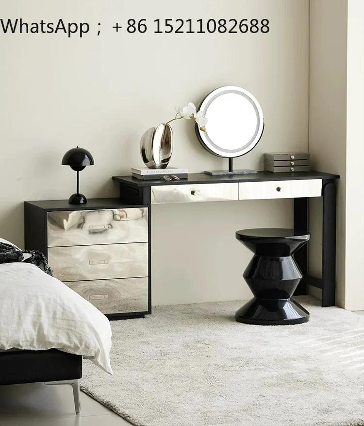 SCY simple solid wood dresser chest cabinet integrated household retractable light luxury bedroom corner storage makeup table