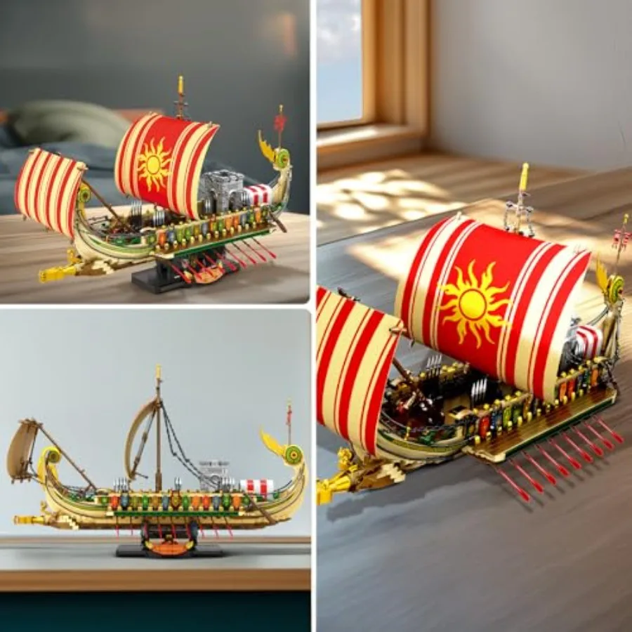 ชุดสร้างเรือโจรสลัด เรือรบกรีกโบราณ 66102 ชุดสะสมเรือรบกรีกโบราณคลาสสิก ของเล่นเรือโจรสลัดสำหรับจัดแสดง