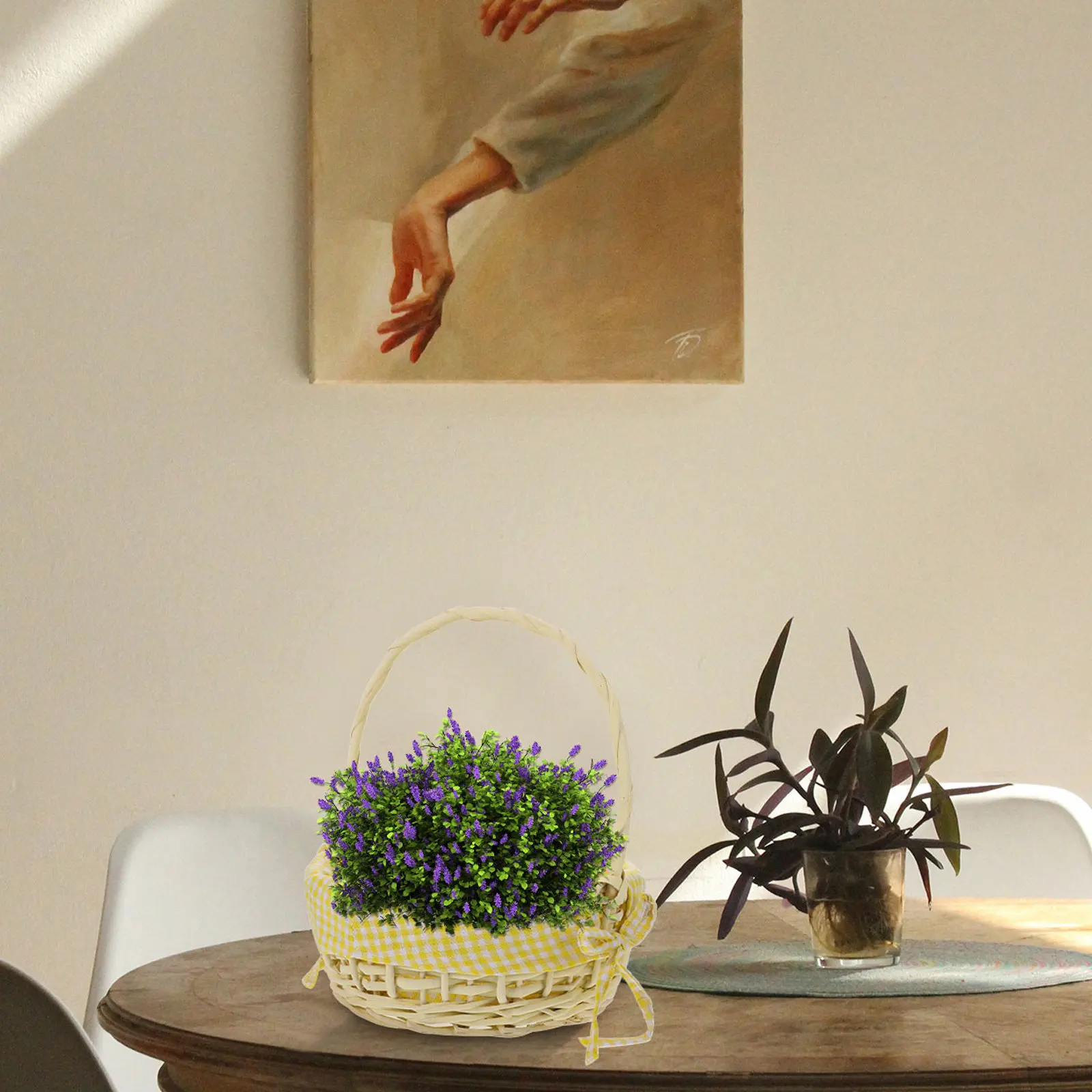 Handwoven Rattan Flower Basket Rustic Natural Willow Woven Decorative Home Flower Storage Portable Multi-Function Basket