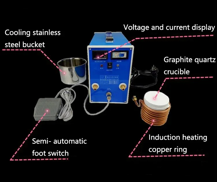 آلة التدفئة التعريفي آلة التبريد عالية التردد مع بوتقة ZVS NEW
